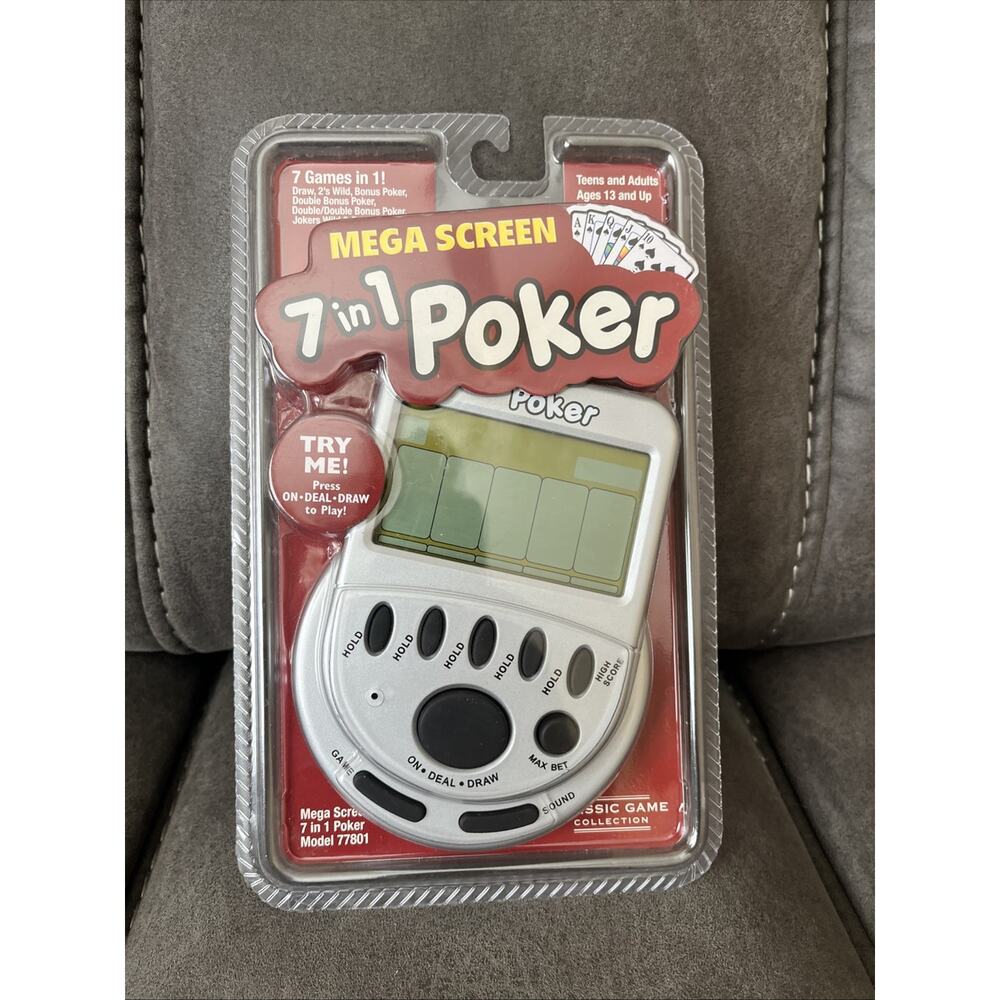 Mega Screen 7 in 1 Poker Handheld Electronic Card Game Model 77801 Brand New